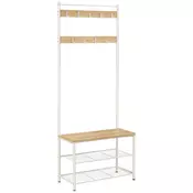Songmics Ograja z klopjo za shranjevanje čevljev 32x70x175 cm rjava bela