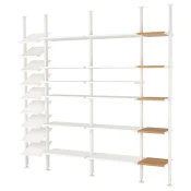 ELVARLI Otvorena komb. za odlaganje, bela/bambus, 262x36x222-350 cm
