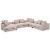 Casa Padrino luxury corner sofa sand/black 410 x 320 x H. 65 cm - Living room sofa with pillows - Living room furniture - Living room furnishings - Luxury furniture - Luxury furnishings