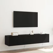TV zidni ormar s LED svjetlima 2 pcs Crni hrast 80 x 35 x 31 cm