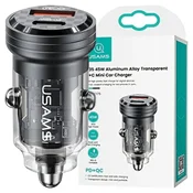 USAMS Avtomobilski polnilnik USAMS C35 USB+USB-C 45WFast Charge črn/črn CC175CC01 (US-CC175)