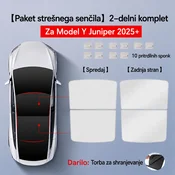 Srebrno strešno senčilo Tesla Model Y Juniper – Ice Crystal UV in toplotna zaščita – Barva: Original