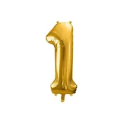 PartyDeco Folija balon številka 1, 86 cm, zlat