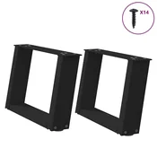 Noge za klub stolic U-oblik 2 kom Crne 50 x (30-31) cm Celik