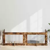 Vrata za pse s postoljem 4 pcs Dimljeni hrast 100 x 60 cm