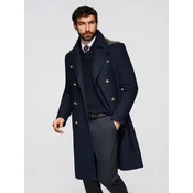 Ombre Mens double-breasted coat with wool and bead appliqués on sleeves - black
