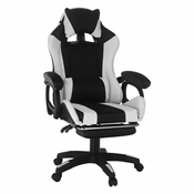 KONDELA Gaming stol z osvetlitvijo Jovela - črno/bel