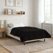 vidaXL Zimska posteljnina Črna 135 x 200 cm Mikrofibra in Teddy flis