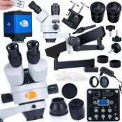 shumee Trinokularni stereo mikroskop Rosfix Neptune Pro MSNP-T-WDMS1 na nosilcu + mikroskopska kamera Draco Blue PRO KMDBP-HDMI-VGA 2mp Plantes PRO serija