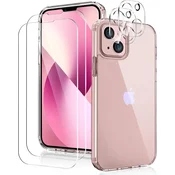 shumee SILIKONSKI OVITEK ZA APPLE IPHONE 13 + 2x KALJENO STEKLO IN 2x STEKLO ZA KAMERO