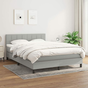 Greatstore Box spring posteljni z vzmetnico svetlo siv 140x190 cm blago