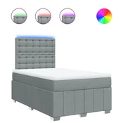 Vidaxl Box spring postelja z vzmetnico svetlo siva 120x200 cm blago