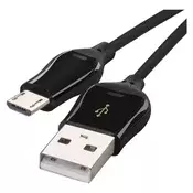 Kabel USB-A/micro USB-B, 2.0, hitro polnjenje Quick Charge, podatki, 1 m, črna