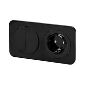 Aigostar - Dvostruki prekidac br. 5 i SCHUKO uticnica 230V sa crnim okvirom