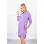 Dress with a hood and a longer back - purple