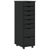 vidaXL Rolling Cabinet s predali MOSS Black Masivni les borovega lesa