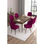 Hanah Home Set Trpezarijski sto i 6 stolica Are, Bordo-braon