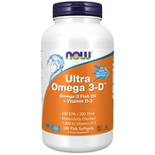 Now® Foods NOW Ultra Omega-3 z vitaminom D, 300 DHA / 600 EPA, 180 mehkih kapsul