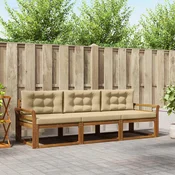 Set vanjskih sofa s jastukom 3 pcs Prirodna i bež