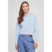 Womens short floral embroidery Terry Hoody balticblue