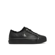 Superge Calvin Klein Vulc Flatf Laceup Lth Fur HW0HW03235 Črna