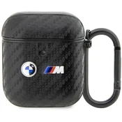 Ovitek BMW Carbon Double Metal Logo za AirPods 1/2, črna