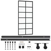 Vidaxl Drsna vrata z opremo ESG steklo in aluminij 90x205 cm