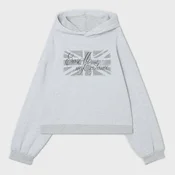 Cropp - Pulover s kapuco in potiskom - light grey
