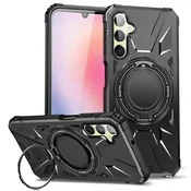 GS Ovitek za Samsung Galaxy A25 5G, za MagSafe, oklepljen s stojalom, črn + 9H steklo