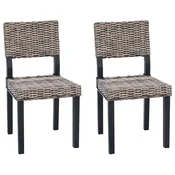 Vidaxl Jedilni stol 2 szt. Kubu rattan Črna pranja 46 x 55 x 84 cm