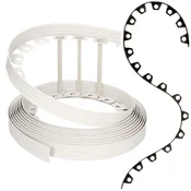 Fleksibilna plastična obroba za trato - svetlo siva, 10 m, 20 vdolbin, višina 4 cm, vremensko odporna, obroba za gredice - za vrtove in robotske kosilnice