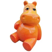 Casa Padrino designer decorative sculpture sitting hippopotamus orange H. 48 cm - Living room decorative figure - Garden decorative figure - Decorative animal figure