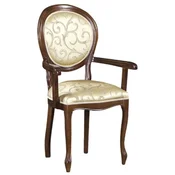Casa Padrino Luxury Baroque Dining Chair with Armrests Gold Pattern/Dark Brown