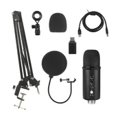 INF BM-86A USB kondenzatorski mikrofon – komplet za snemanje in streaming, (5000292099)