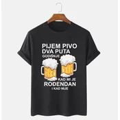 MAFIMI Majica Pijem pivo dva puta godišnje, Crna