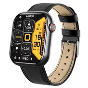 INF Pametna ura s kisikom v krvi, krvnim tlakom, srčnim utripom Black/PUleatherwatchband, (21236372)