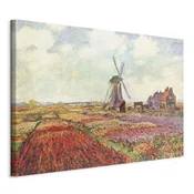 Slika - Claude Monet – Tulip Fields with Windmill 90x60 Na talijanskom platnu