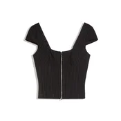 Bershka Top temno siva/črna