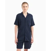 Emporio Armani za moške. EM000633_AF10792 Pleten pulover z reliefnim potiskom za domača oblačila (S), Bombaž, Kratek rokav, M
