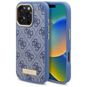 slomart Etui Guess 4G Logo Plate MagSafe za iPhone 16 Pro - modro