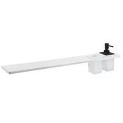ABELINE Polica iz kamna, 1 steklo + 1 dozirnik za milo/črna, 800 mm, bela mat - Bela; črna - 800x12x100 mm - Sapho - ABELINE - 24 - Trdna površina - 800 - Polica - Kvadratni - 800 - 12 - 100 - 14