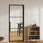 vidaXL Notranja vrata ESG steklo in aluminij 83×201,5 cm črna