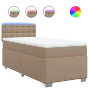 Vidaxl Box spring postelja z vzmetnico kapučino 100x200cm umetno usnje