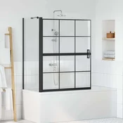 vidaXL Kopalna tuš zavesa Črna in prozorna 100 x 67 x 129.5 cm