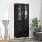 Visoki ormar s policom 2 pcs Crni hrast Konstruirano drvo