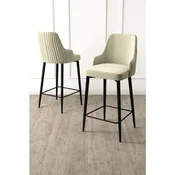 Hanah Home set od 6 barskih stolica Tera, krem tkanina Babyface, crne metalne noge