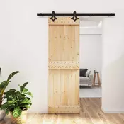 vidaXL Drsna vrata Naravna in črna 70 x 210 cm Masiven borov les