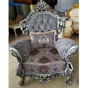Casa Padrino luxury baroque armchair multicolored/silver/black/gold - Magnificent living room armchair with rhinestones - Baroque style living room furniture - Luxury furniture baroque style