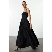Trendyol Black Drape Detailed Woven Maxi Dress