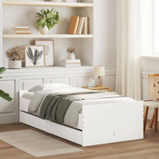 Greatstore Posteljni okvir s predali bel 90x200 cm